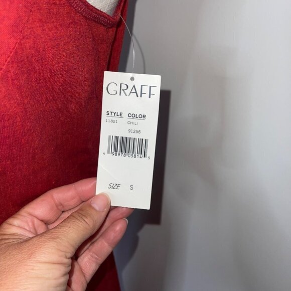 New Graff Vintage Maxi Dress Size Small Red Linen Blend Embroidered Fringe Hem - Picture 6 of 13